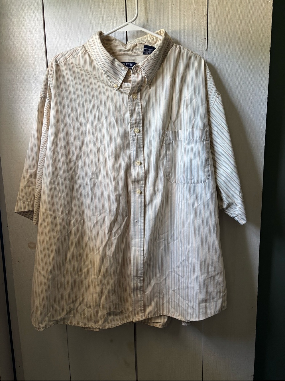 Classic Men's Button-Down Shirt by— Cream Stripe
